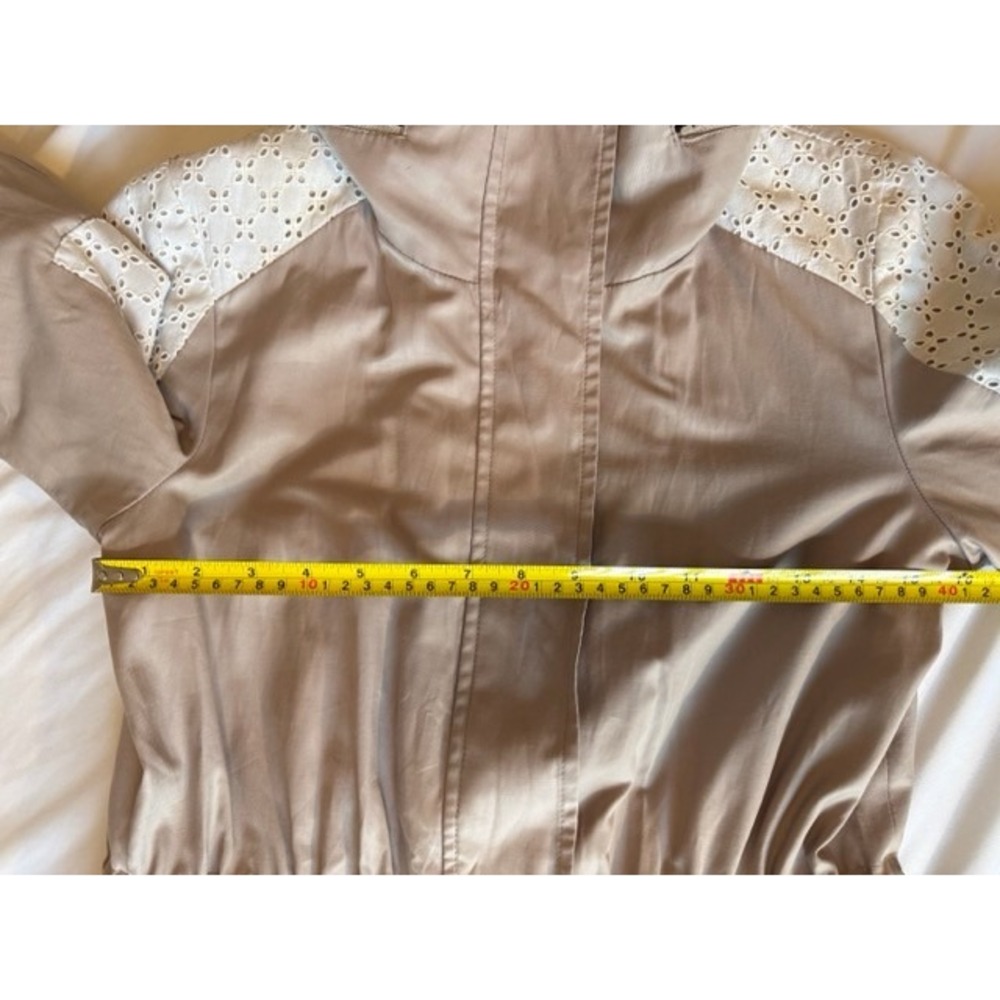 Betsey Johnson Khaki Parka Jacket Eyelet Lace Hooded Utility Coat Tan XS - Picture 3 of 7